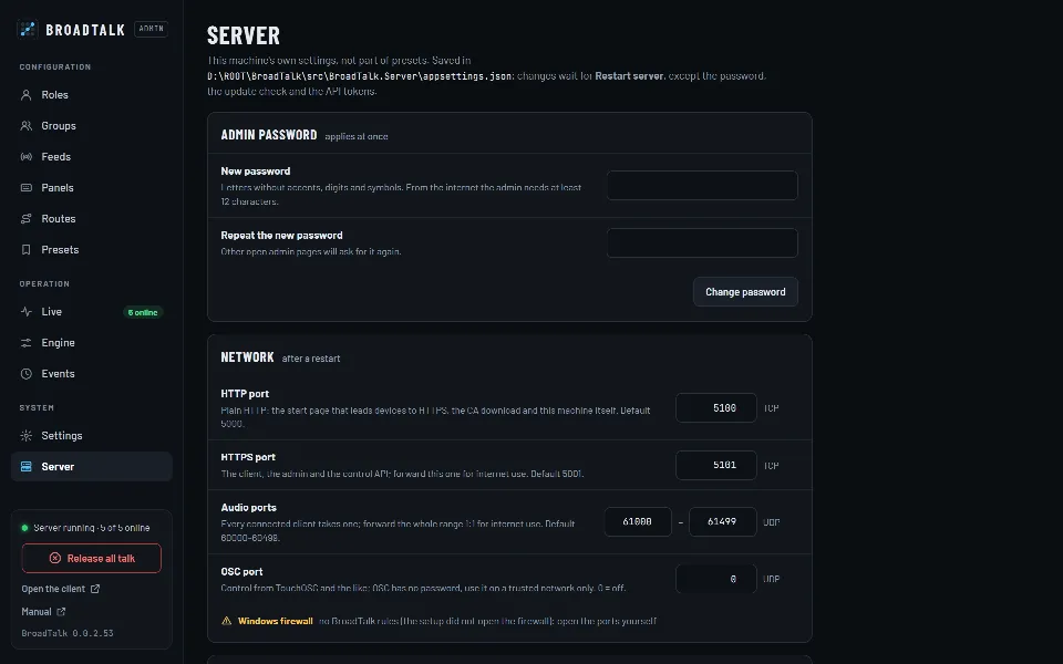 A Server oldal: jelszó, hálózat és tanúsítvány